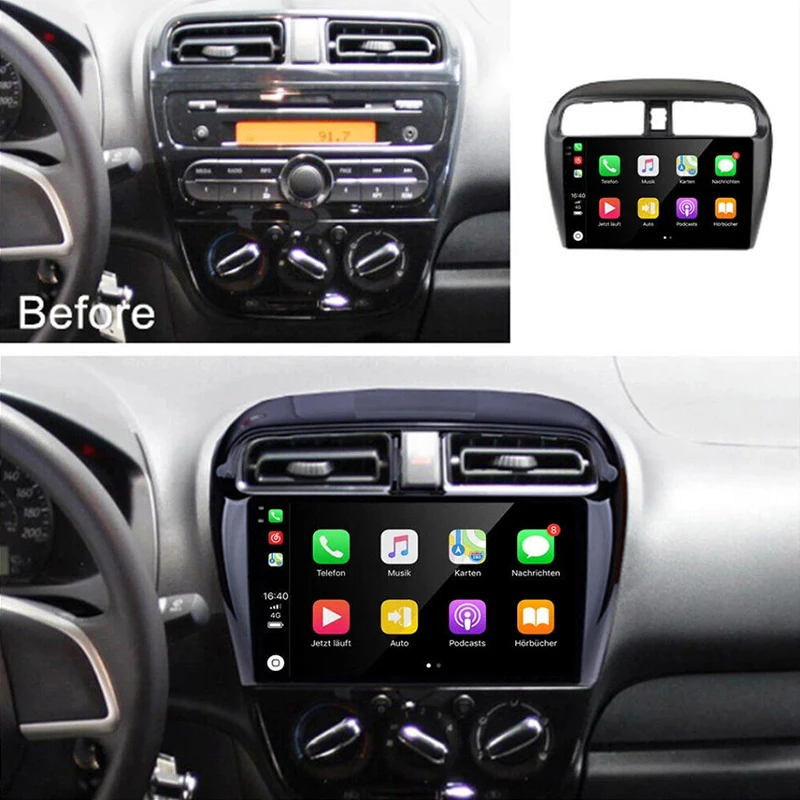 راديو سيارة 9 بوصة 4 + 64 جيجابايت لميتسوبيشي ميراج 2012 + CarPlay أندرويد شاشة لمس تلقائية للتحكم في عجلة القيادة خريطة جوجل #2