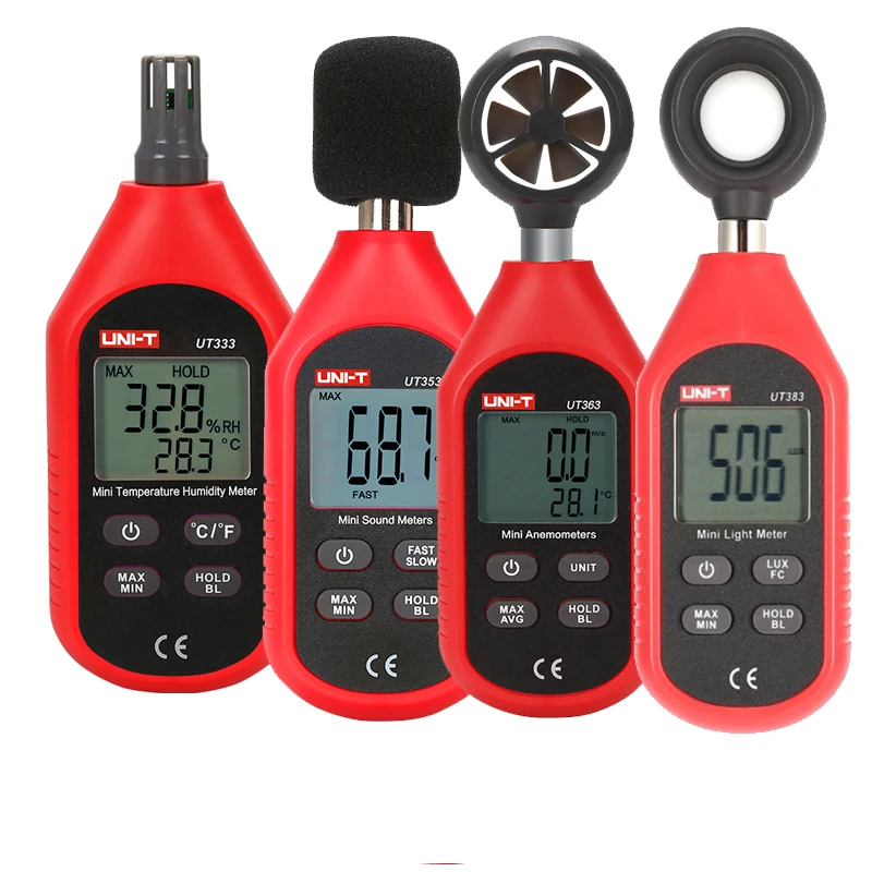 UNI-T Handheld Mini Digital Thermometer Hygrometer Anemometer C/F Noise Meter Photometer Illuminometer UT353 UT363 UT383 UT333