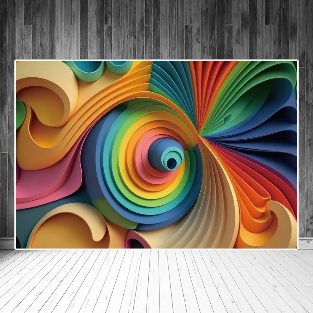 Colorful And Gradual Vortex Photography Backdrops Decoration Abstract Geometric Line Sign Baby Photozone Photo Background Banner