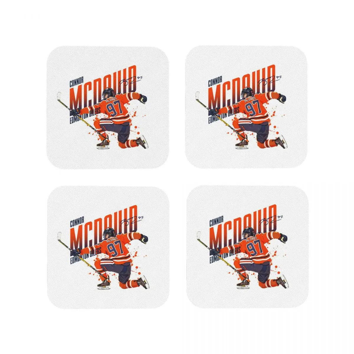 كونور ماك ديفيد 97 لمحبي إدمونتون أويلرز الوقايات المطبخ المفارش كوب عازل الحصير القهوة أدوات المائدة منصات مجموعة من 4