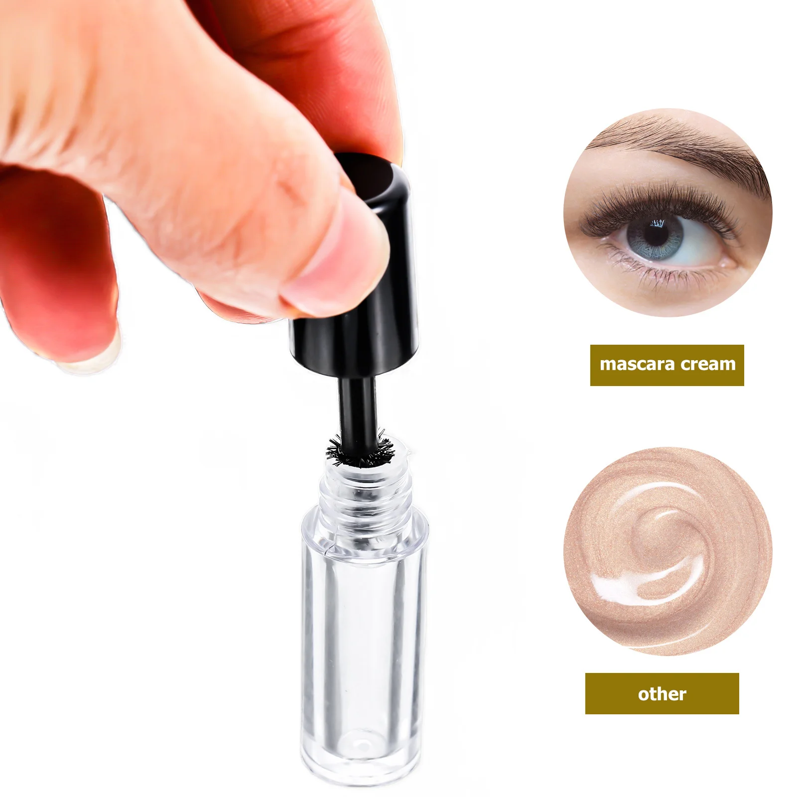 

20Pcs Empty Mascara Tubes Small Refillable Portable Eyelash Cream Containers Travel Clear Plastic Mascara Bottles Anti Leakage