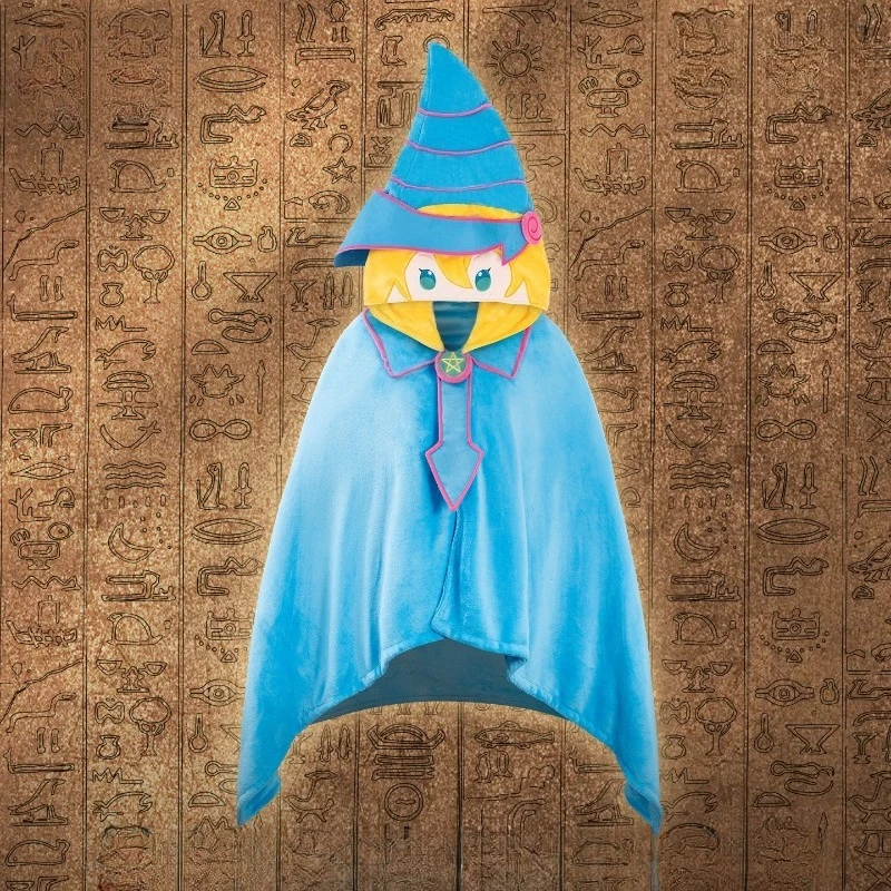 Neue Yu-Gi-Oh Dark Magician Girl Cartoon-Muster Anime-Merchandise Dicke Klimadecke, Kreatives Fleece, Warmer Kapuzenschal – Detail 1