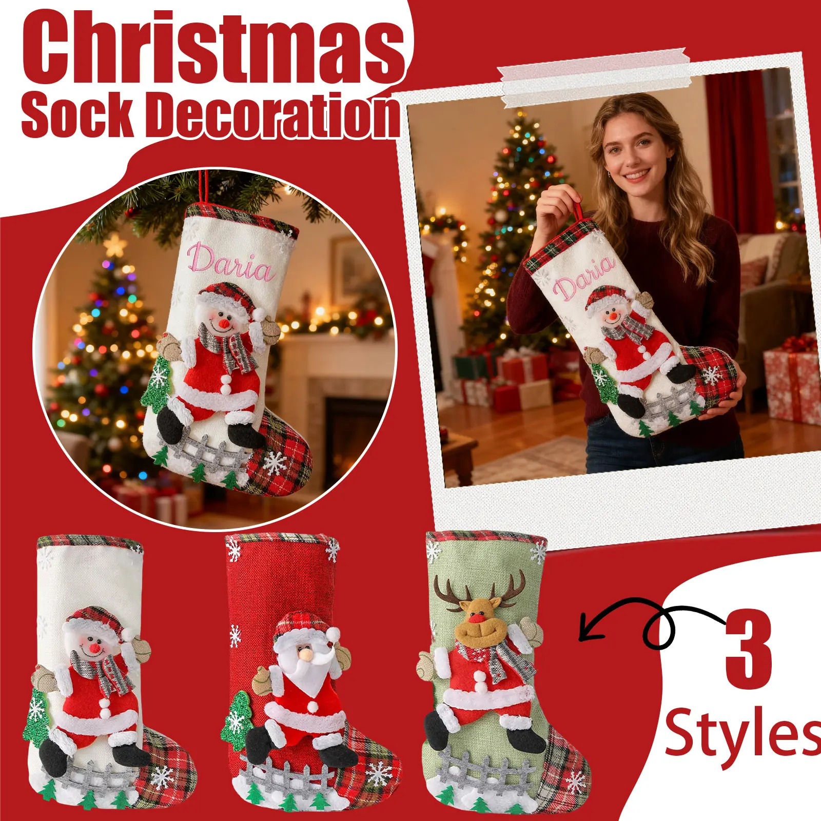 عيد الميلاد شخصية جوارب مهرجان جوارب شائعة الاستخدام هدية حقيبة عيد الميلاد حفلة الحلوى وجبات خفيفة حزمة جوارب شنطة هدايا #2