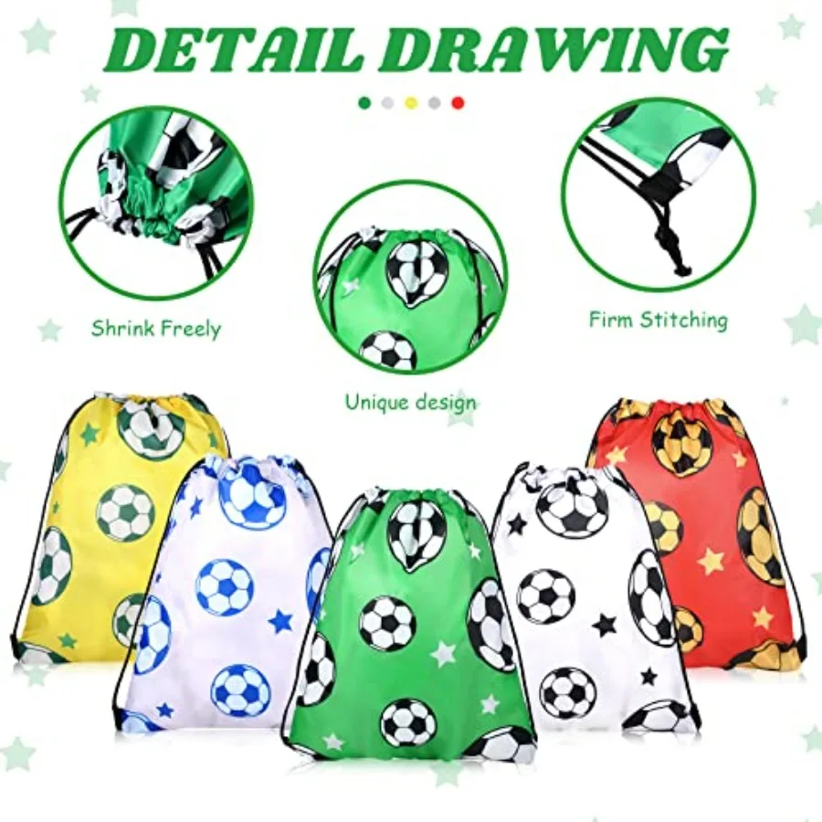20 Pack Soccer Drawstring Bags 12 x 10 Inch Portable Sports Backpack for Girls Boys Party Favor Snack Back to School view 3