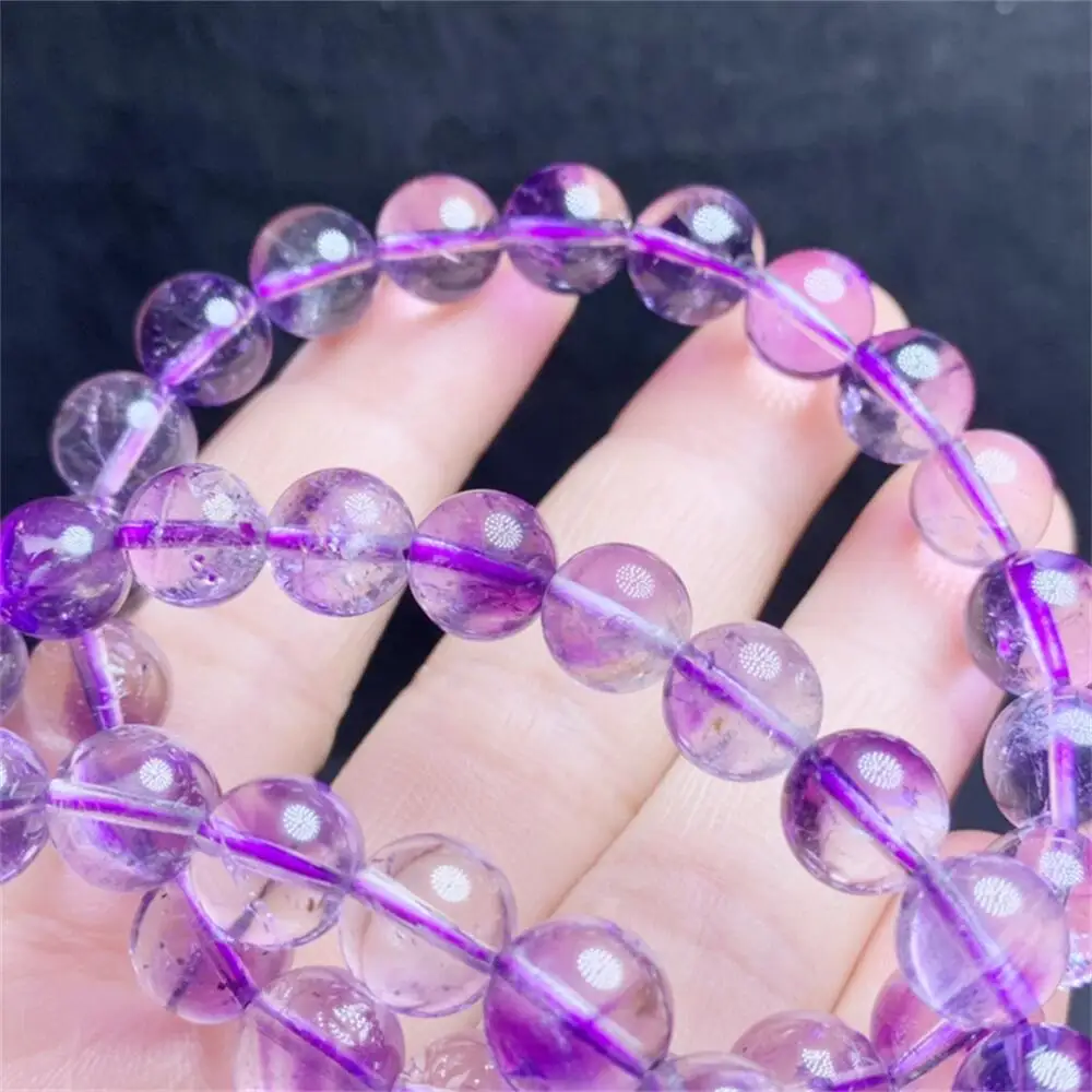 9mm Natural Purple Super Seven Quartz Bracelet Men Women Charm Flash Blue Light Bangles Genuine Jewelry Gifts 1pcs