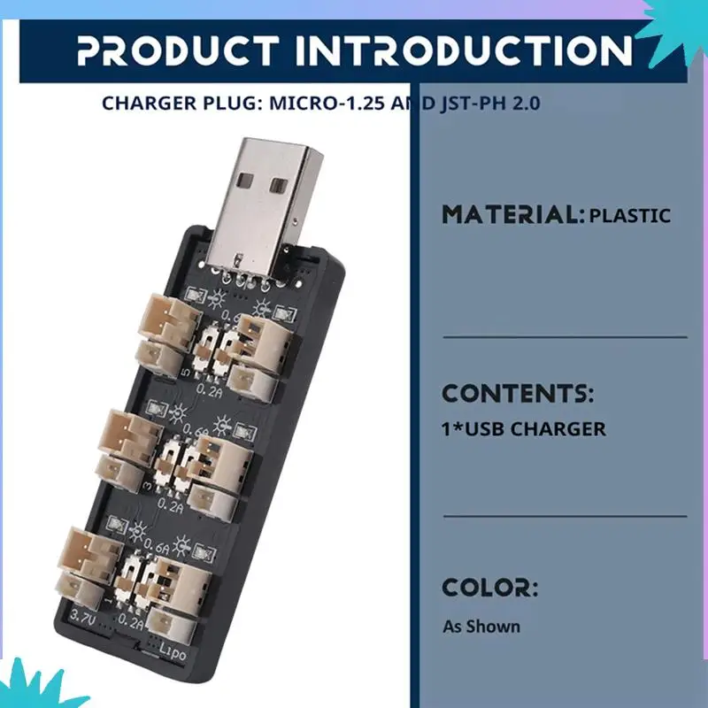 ABZW 3X 1S يبو بطارية شاحن يو اس بي 3.7 فولت/4.20 فولت 6 قناة 1S يبو شاحن مايكرو JST 1.25 JST-PH 2.0 MCX MCPX موصلات