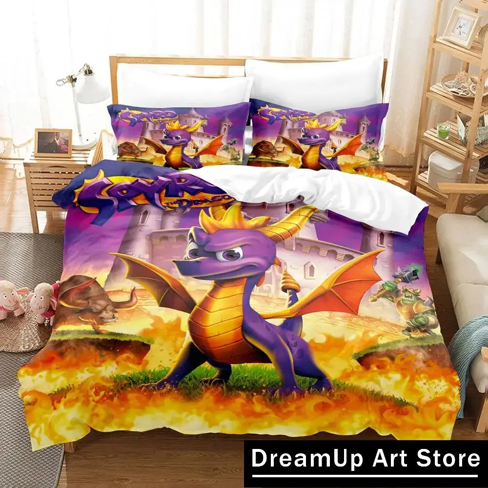 Game Spyro Dragon Reignited Trilogy Bedding Set Boys Girls Twin Queen King Size Duvet Cover Pillowcase Bed boys Adult Bedroom