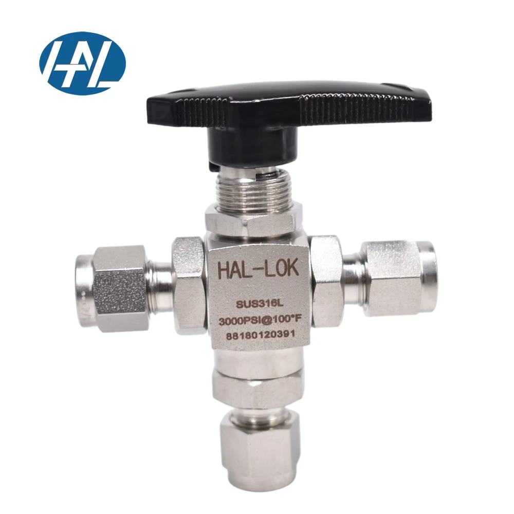 316 Stainless Steel Panel Type Instrument Valve BSPP/NPT Three-way Ball Valve