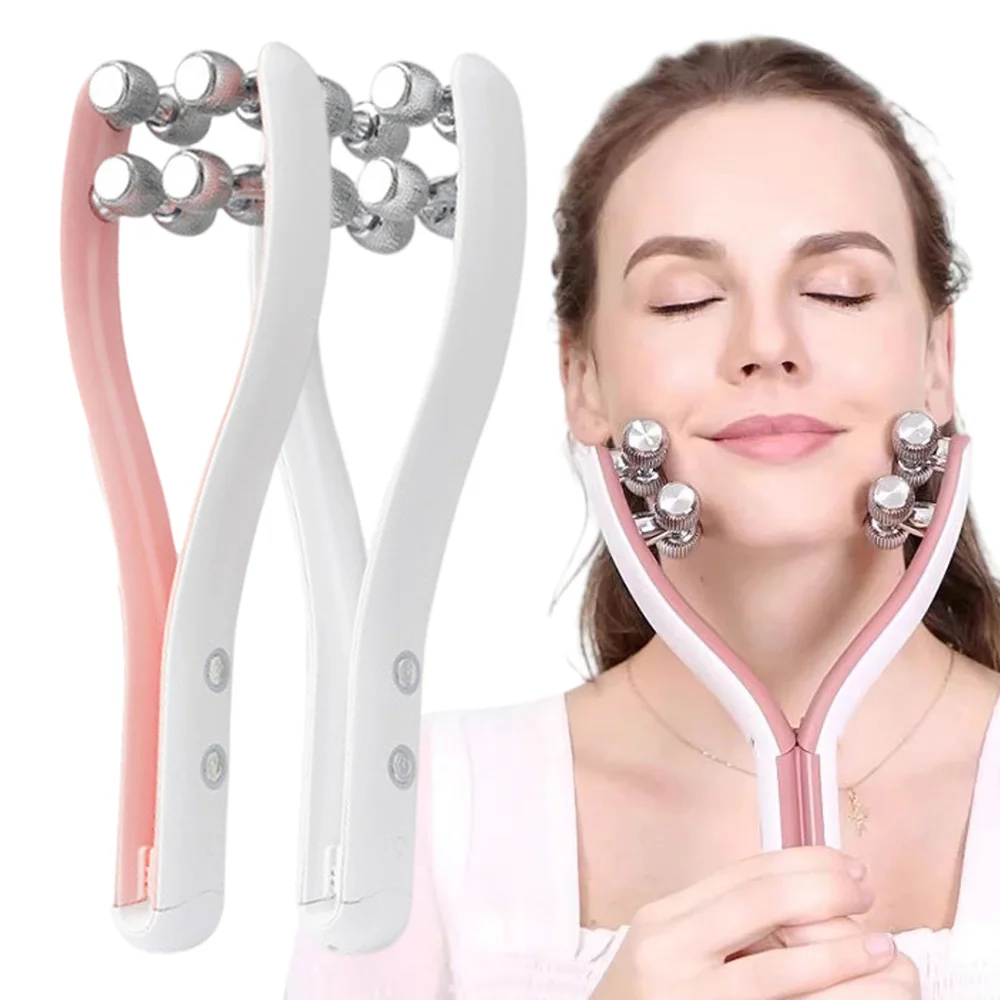 Beleza rosto massageador rolo y forma dispositivo de levantamento facial v rosto duplo queixo removedor cuidados com o rosto forma cinto cuidados com a pele ferramenta massagem