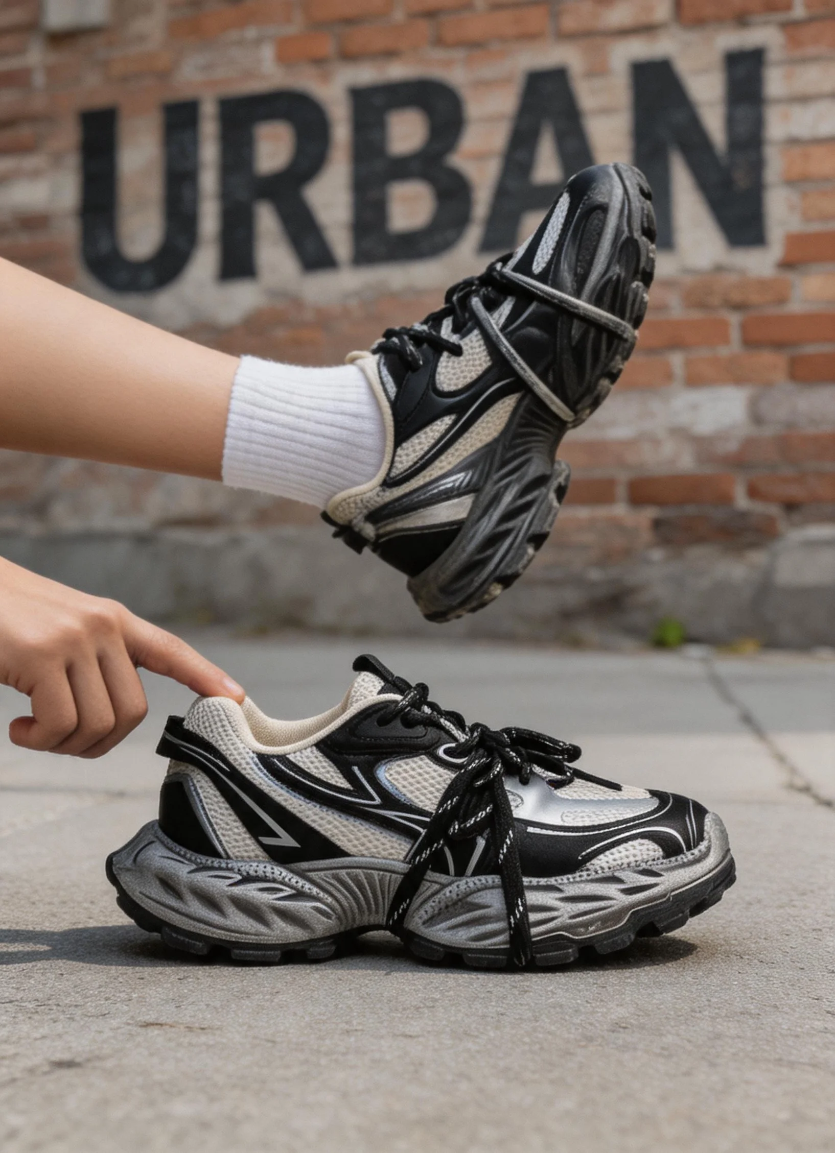 New Men's Chunky-Soled Dad Sneakers: Trendy Two-Tone Casual Shoes with Breathable Mesh UpperStylish Sports Shoes for Teens