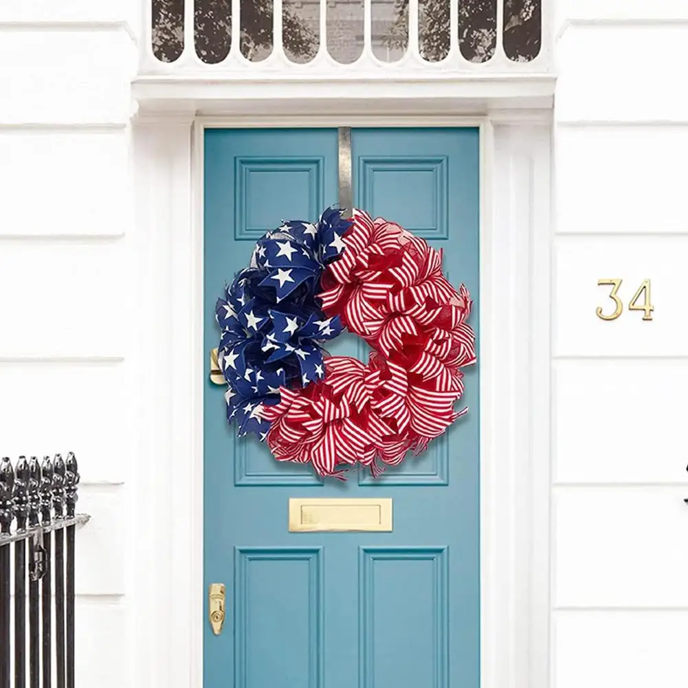 Guirnalda colgante de bandera americana, 1 piezas, corona de larga duración para decoración de puerta delantera, día de la independencia, O4S3