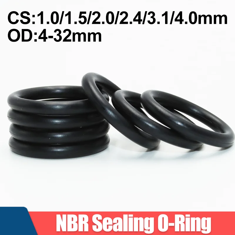 100/20pcs Nitrile Rubber O-Ring CS 1/1.5/2.0/2.4/3.1/4mm Oil -resistant Oring Sealing Gasket NBR Plumbing Waterproof Seal Washer