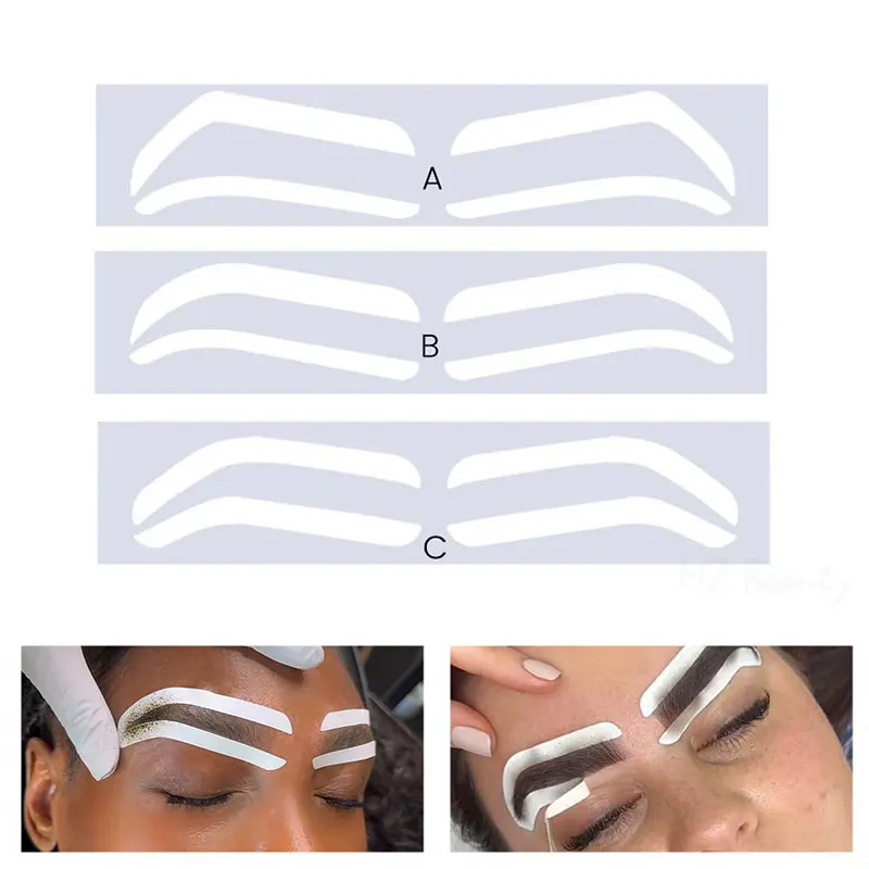 10 個使い捨て眉毛ステンシルステッカーグルーミング眉シェイパーテンプレート眉毛タトゥーティントエアブラシ補助メイクアップツール