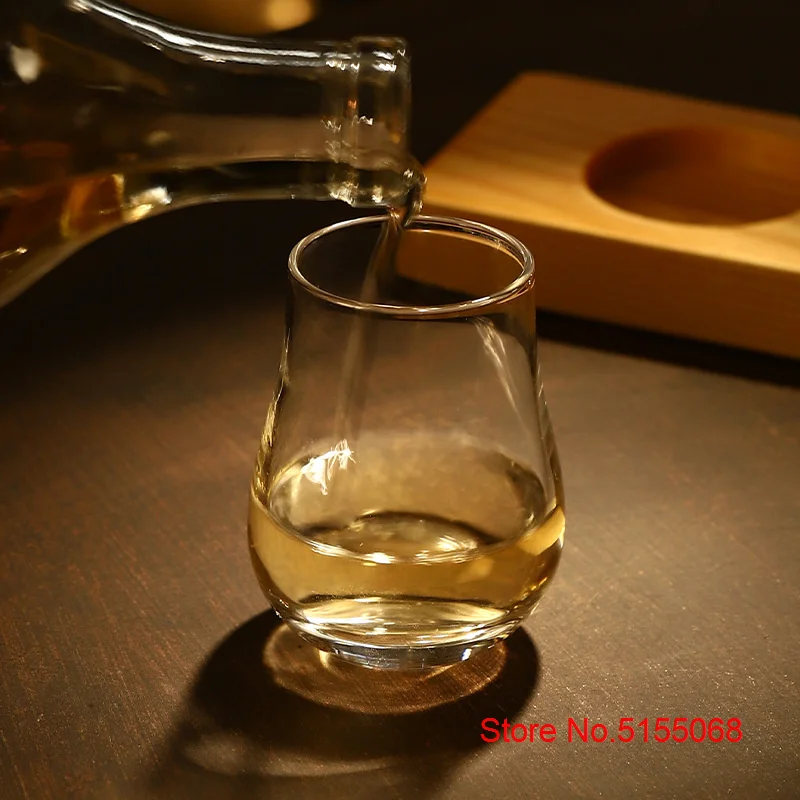 Whiskey Tasting Glass Set & Solid Wood Base | Luxury Scotch Snifter 6 Scotch Whisky Tasting Glass Match Solid Wood Pallet Set Liquor Shot Glasses Whiskey Tumbler Cognac Brandy Snifter Wooden Base 4