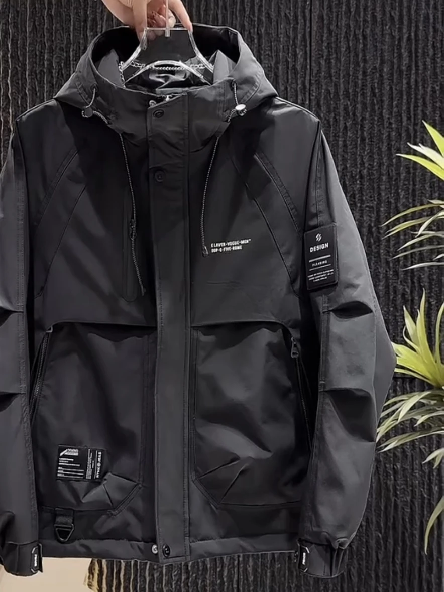 

Men's Outdoor Workwear Jaet Hooded Versatile Autumn Winter Cold Resistance Faionable Casual Zipper Decorated Polyester Fiber