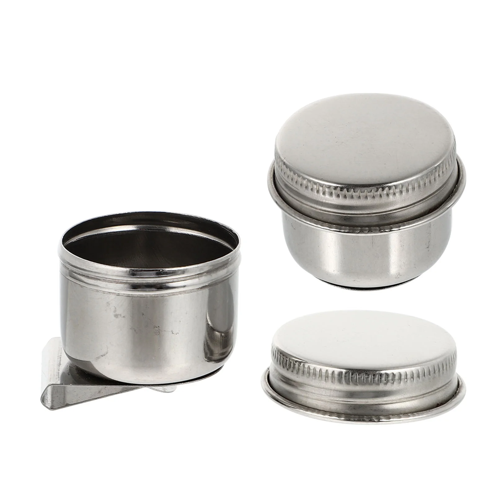 

2 Pcs Pen Pot Brush Washing Container Watercolor Paint Basin Palette with Lid Painting Stainless Steel Oil Barrel Cup