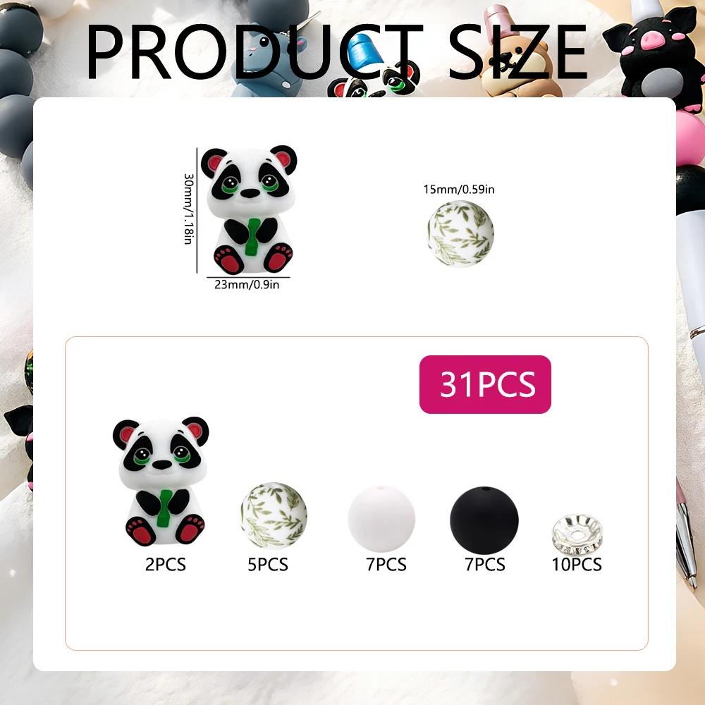 31/75-teiliges 3D-Tierkombinations-Silikonperlen-Set für DIY-Halsketten, Armbänder, Dekorationen, Stifte, Schmuckanhänger usw. Geburtstagsgeschenk für die Feiertage – Detail 11