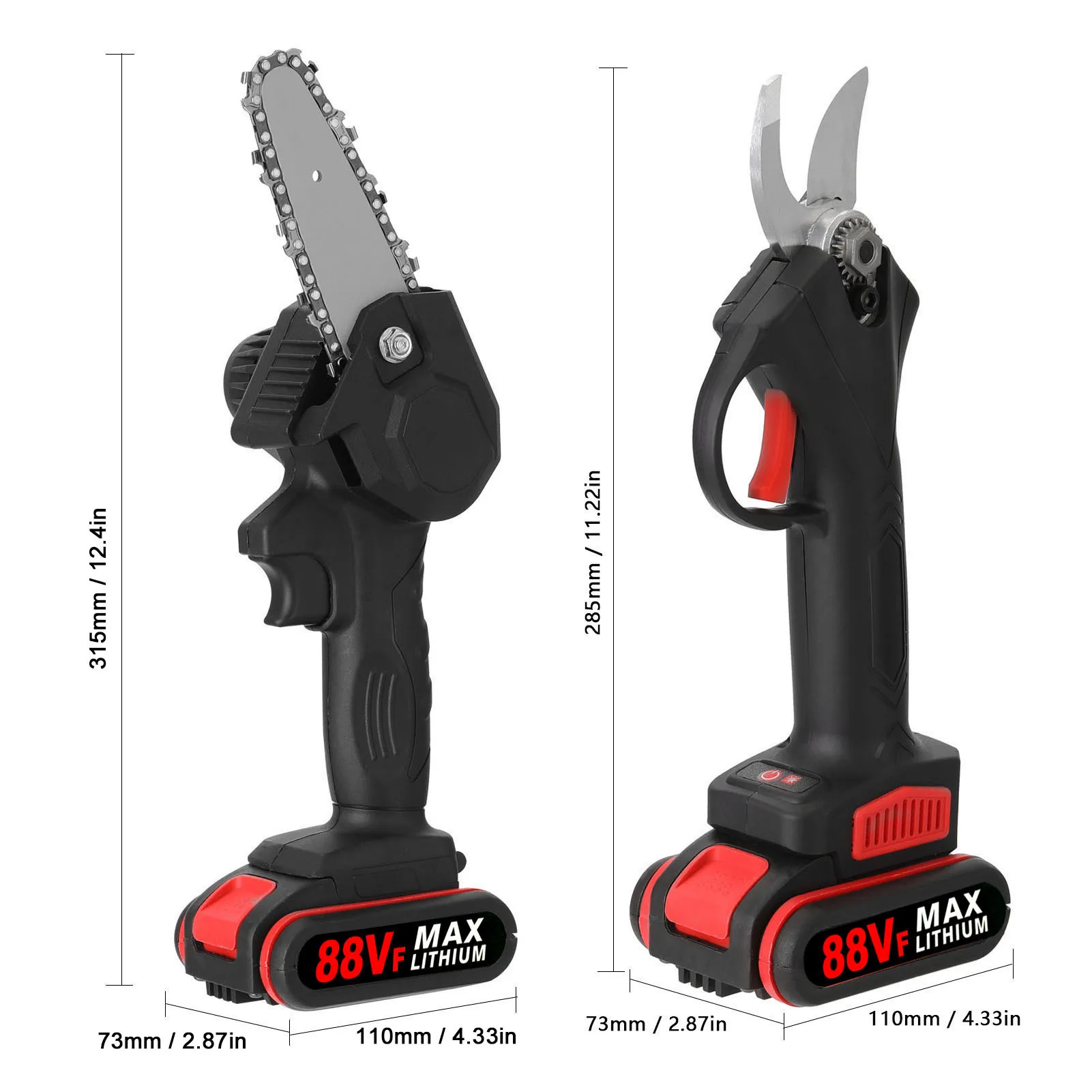 New Mini Electric Chainsaw & Lithium Pruning Shears Set, Portable Garden Branch Logging Cutting Too
