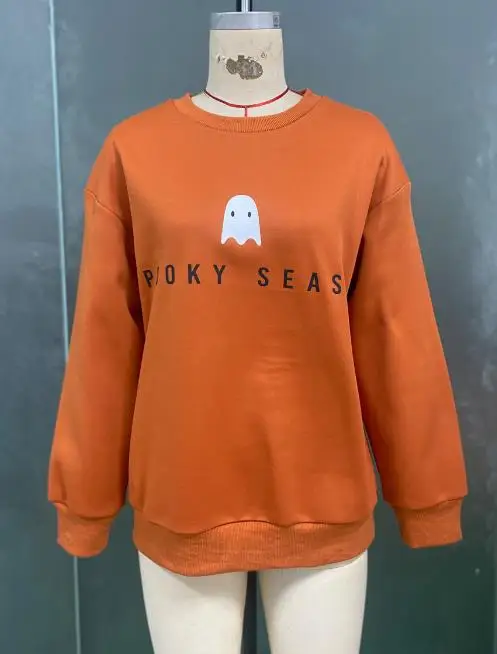 

2025 Autumn Cross Border Ebay Independent Station Foreign Trade Sweatshirt Printed Long Sleeve Hoodie Top Women's Velvet