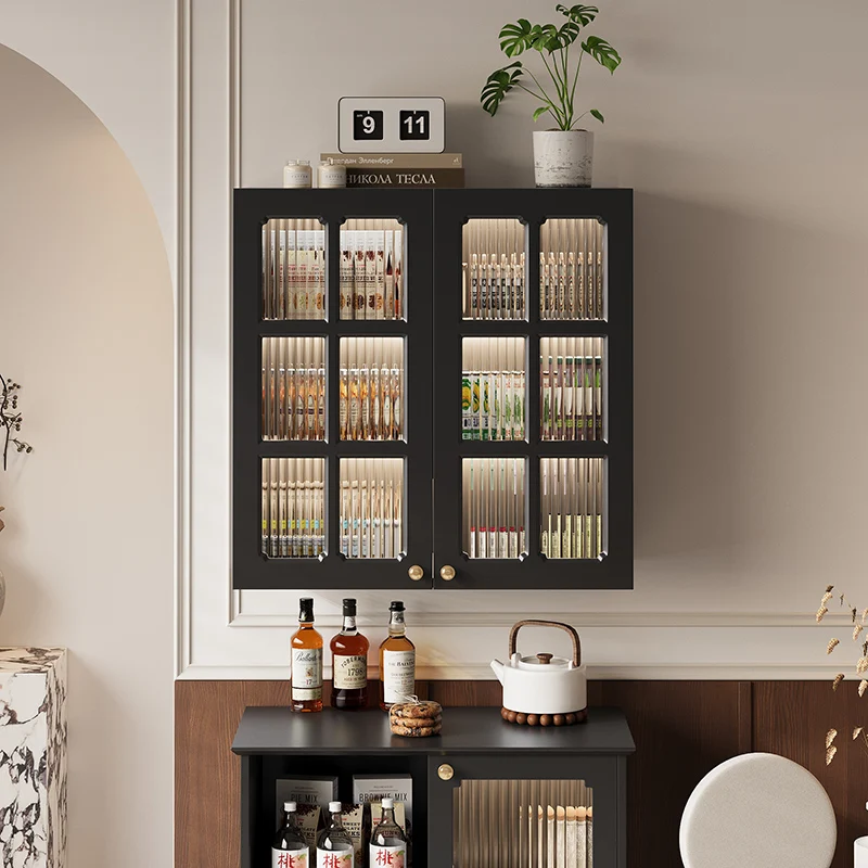 

American retro restaurant wall cabinet locker solid wood dining side cabinet suspended wall small size