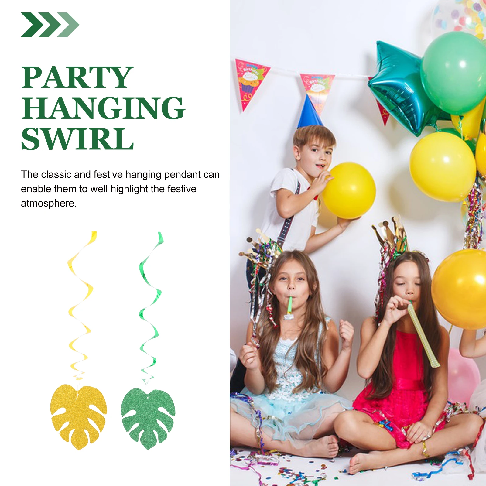 

18pcs Turtle Leaf Spiral Decorations Hanging Ornaments Tropical Leaves Party Swirls Pendants Versatile PVC Materials Elegant