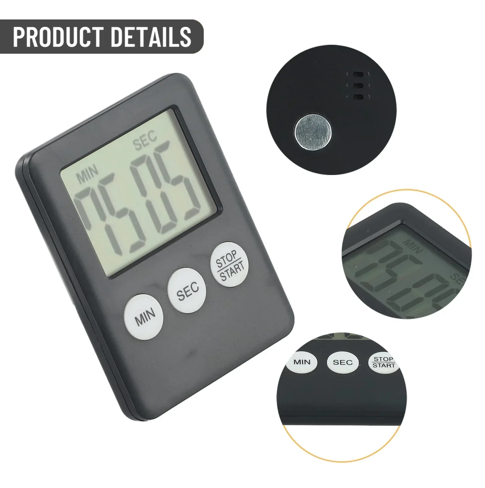 Stopwatch Digital Timer 1 Set 1.5V Battery 6.0 X 7.0 X 1.0 Cm Easy-to-read Scale End Time LCD Display Practical