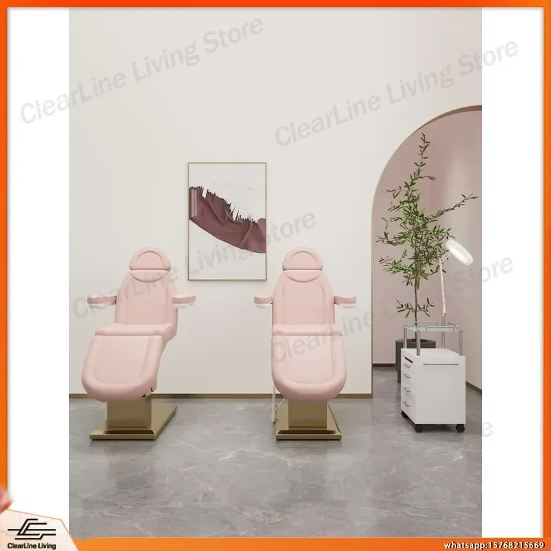 Luxury Electric Beauty Bed for Eyelash Extensions Facial Massage Tattoo Salon Treatment Table Adjustable Height Spa Chair