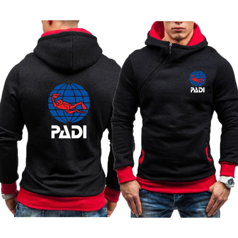 2024 Scuba Driver Padi Logo Print Fashion Men's Hoodies Spring Autumn Men's Cardigan Zipper Long Sleeve Hooded Sweatshirts