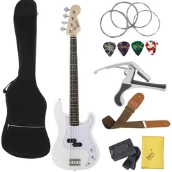 Guitarra Baixo Elétrica com Saco, Corpo Basswood, 20 Trants, Tuner, Cabo, Capo Strap, Peças de guitarra, 4 Cordas