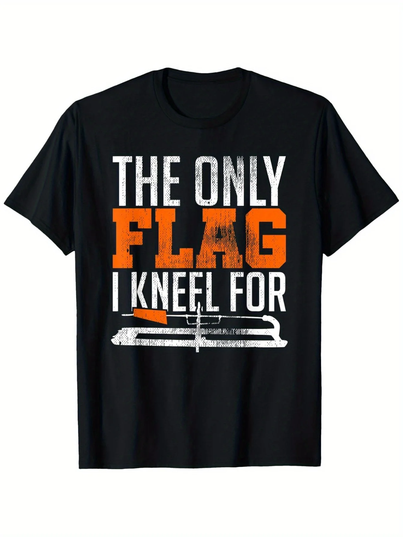 

Men's Patriotic Hunting Shirt - 100_ Cotton 180gsm Canadian T-Shirt with The Only Flag I Kneel for Graphic & Rifle Design