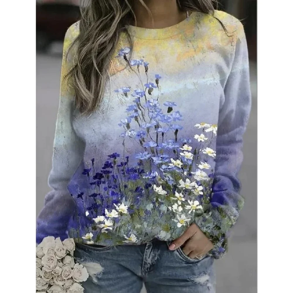 Nueva planta Floral vaca sudaderas con estampado 3D de las mujeres raglán de manga larga sudaderas con capucha Casual Y2k jerseys Harajuku Tops ropa femenina