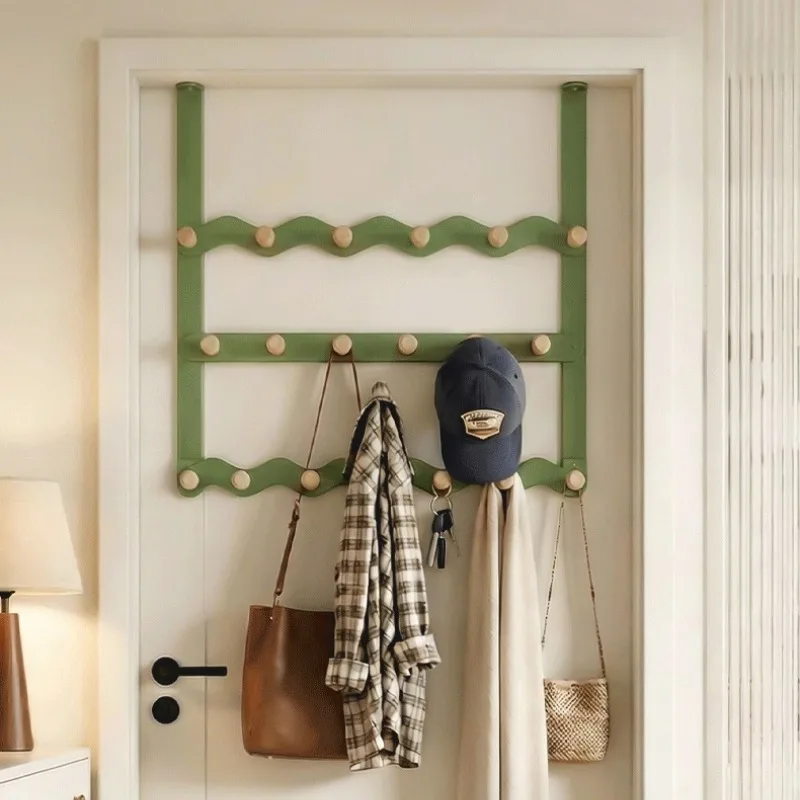 Hanging door clothes shelves entry door no punching clothes hangers extended hooks porte manteaux mural Interior accessories