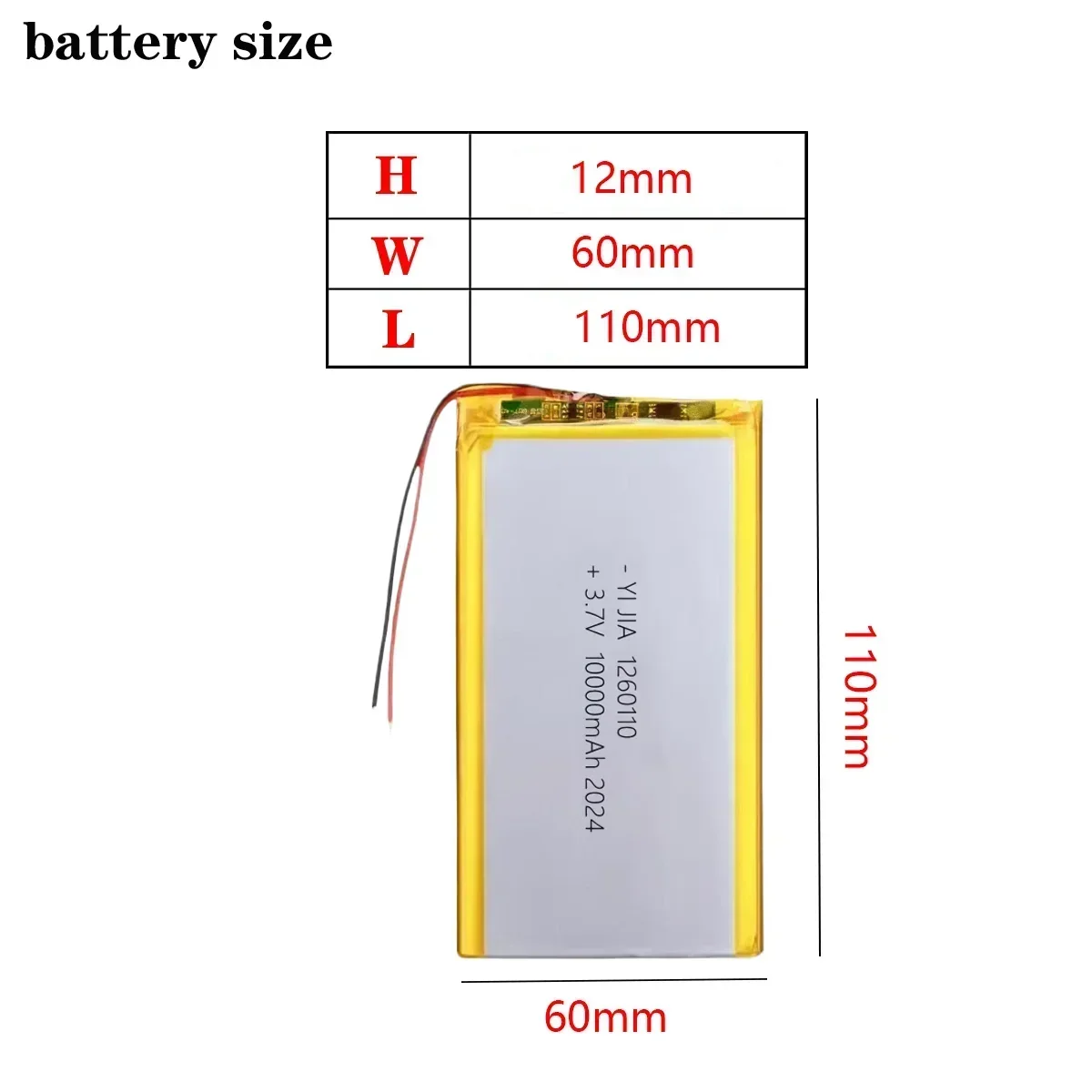 1260110 batteria ai polimeri di litio 3.7V 10000mAh Mobile Power apparecchiature mediche batteria ricaricabile digitale ai polimeri di litio 1260110