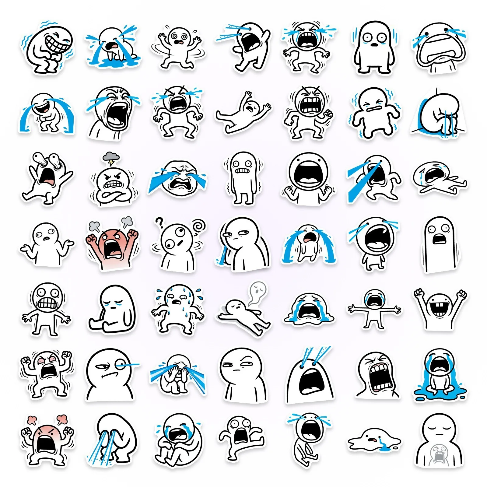 50Pcs Funny Mood Character Sticker Pack, Cute & Quirky Stickers for Journaling and Scrapbooking