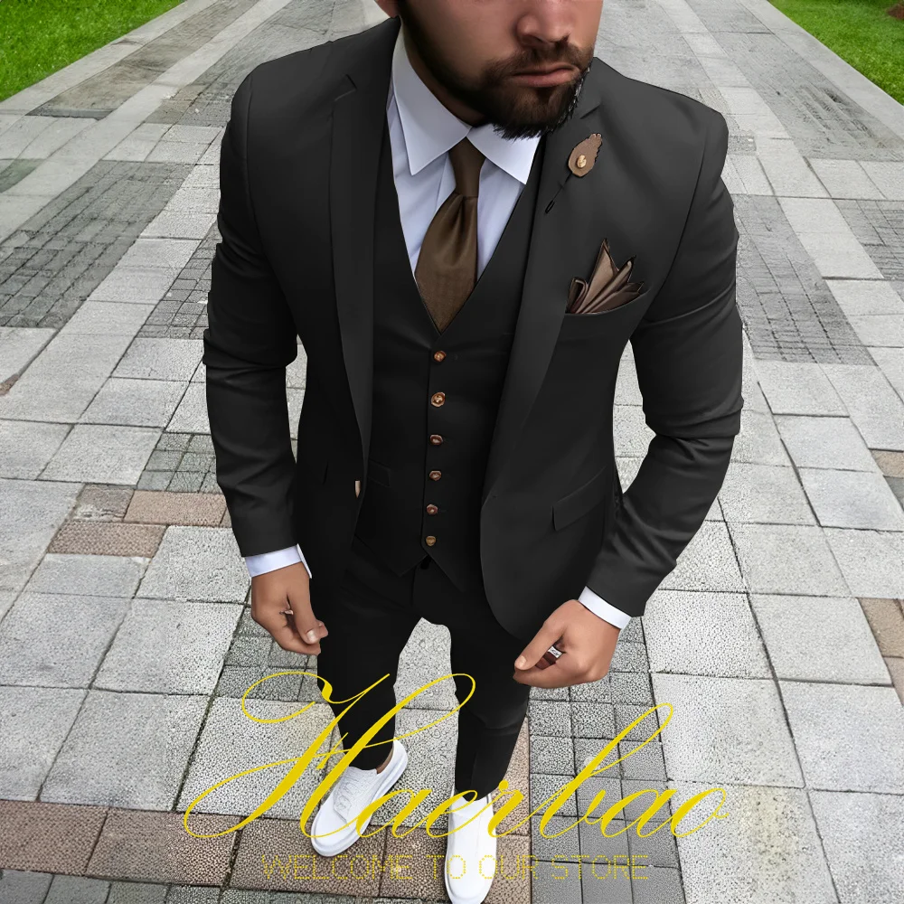 Suit for Mens Business Formal Three-Piece Suit Jacket Vest Pants Wedding Groom Tuxedo Slim Fit Blazer