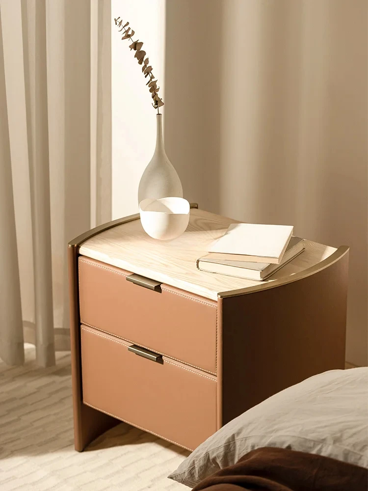Bedroom solid wood bedside table light luxury simple modern small bedside cabinet