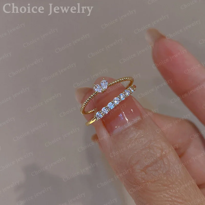 925 Sterling Silver Gold Zircon Open Ring For Women Fashion Jewelry Grace Vintage Charm Noble Party Birthday Gifts