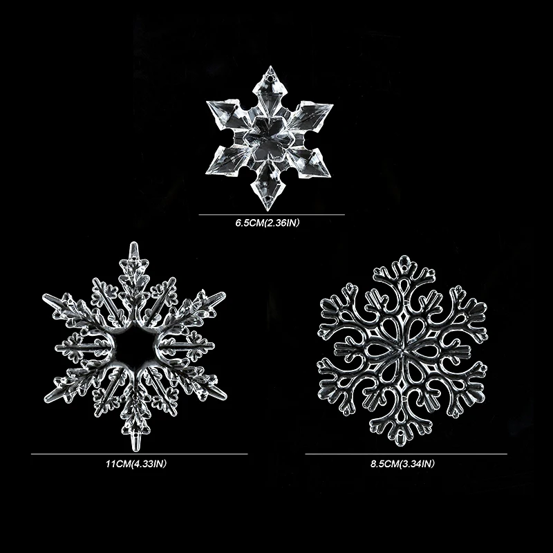 3/10pcs Snowflake Transparent Acrylic Crystal Hanging Ornament Christmas Decoration Xmas Tree Pendant 2024 New Year Gift Navidad