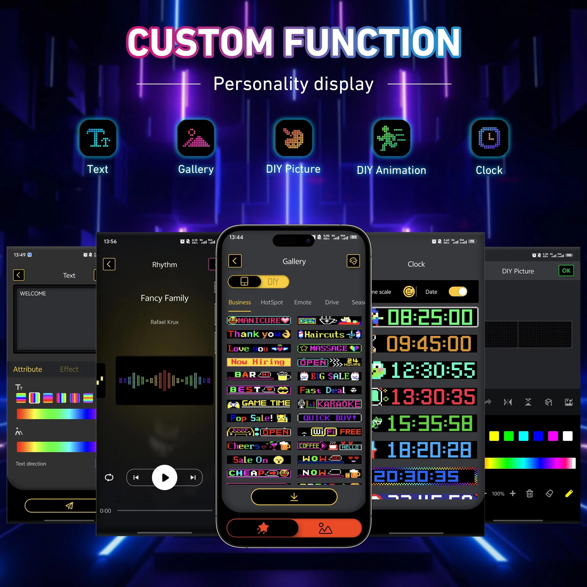 Programmable Scrolling LED Sign App for Advertising & DIY Use 23"x5" Devil Eyes Light for Car 5V LED Sign for Shop Bar Party