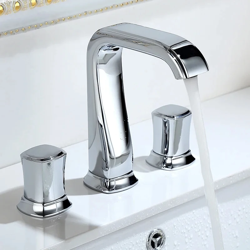 

Matte Black Bathtub Faucet Set Swivel Three Pcs Two Handles Bathroom Basin Sink Solid Brass Faucet Retro Mixer Tap