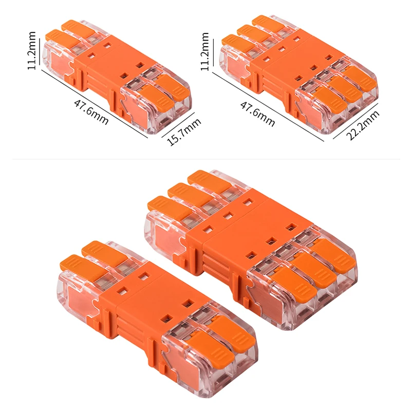 24A 2 to 2/3 to 3 Docking Plug-in Quick Connect Terminal Block for 0.2-2.5 Square Line 450V Pluggable Spring Wire Connector Suit