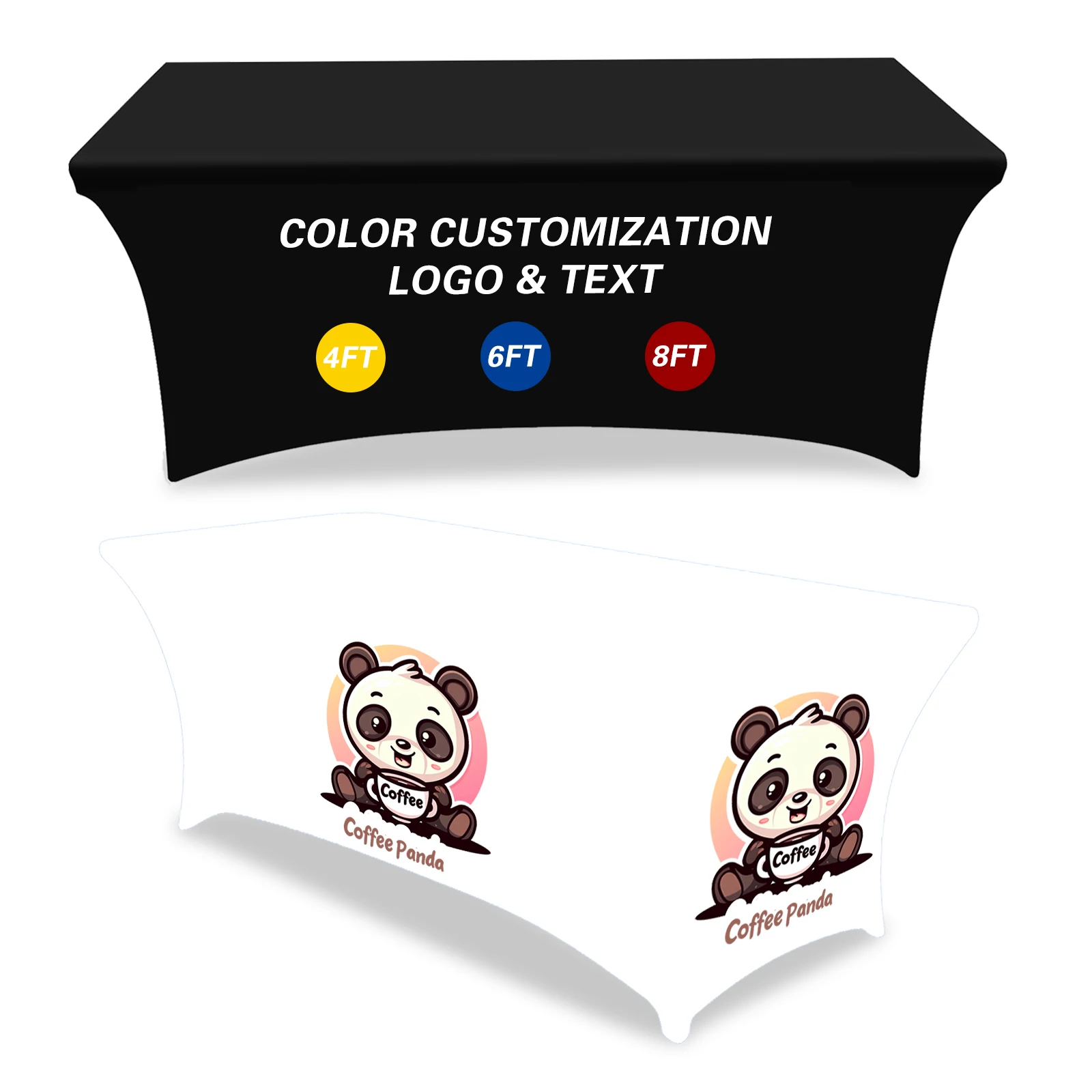 Custom stretch rectangular tablecloth with commercial logo for 4ft/6ft/8ft home table for holiday birthday party tablecloth