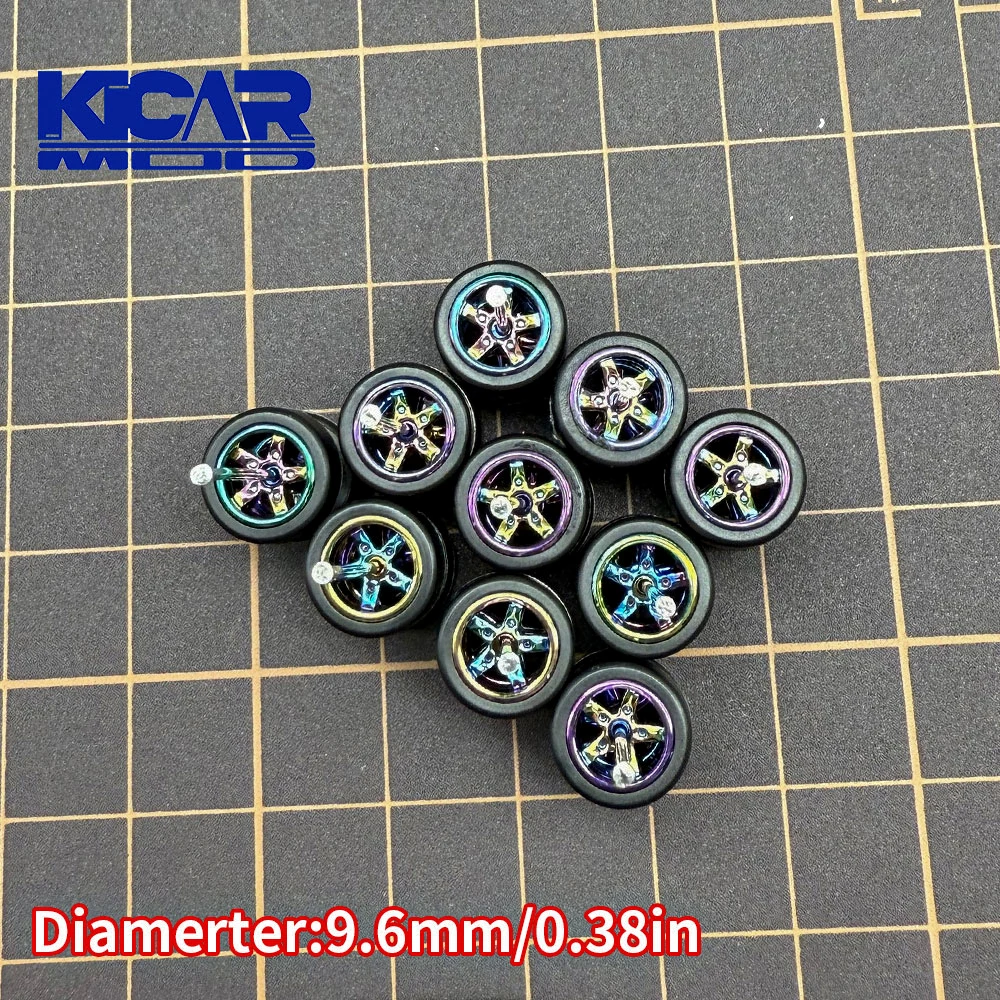 1/64 Five-claw Model Car Detachable Wheels Rubber Tire Cast Diameter: 9.6mm Q Car Hobby Modified Parts 5 sets/packages