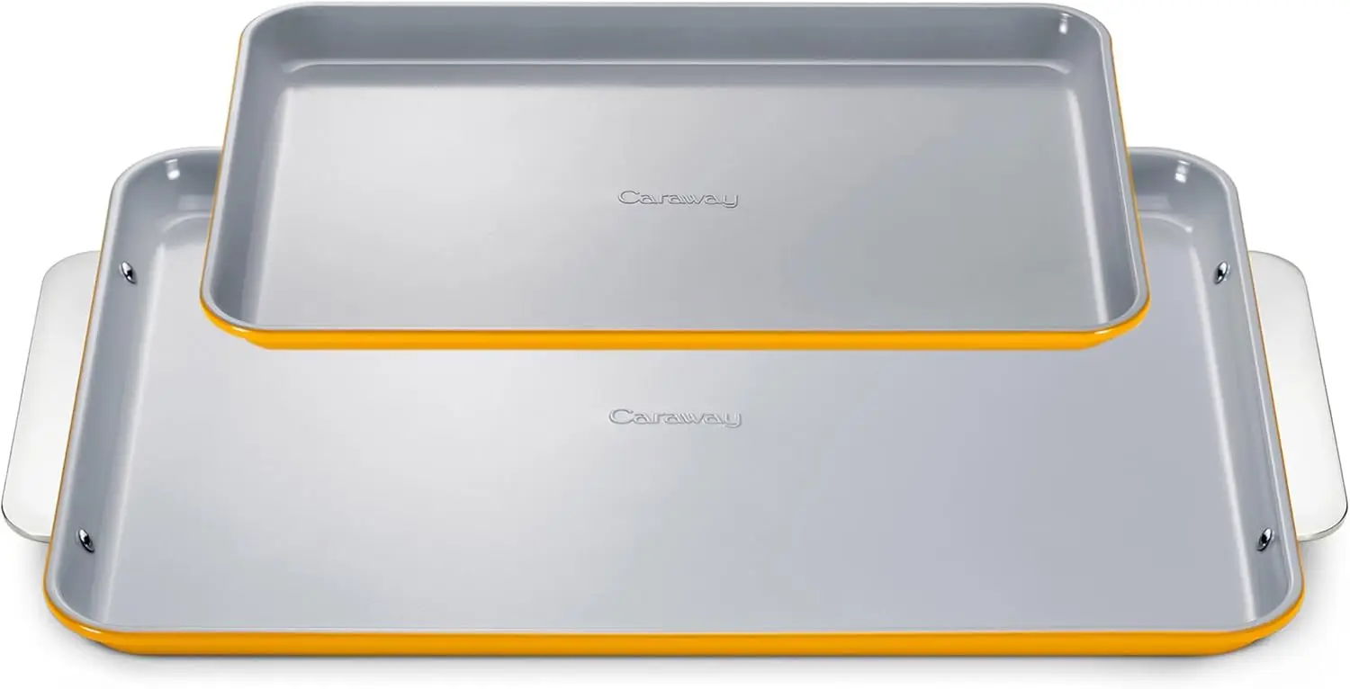 

Ceramic Baking Sheet Duo - Naturally Slick Ceramic Coating - Non-Toxic, PTFE & PFOA Free - 18 x 13" Large & 15 x 10" Medium