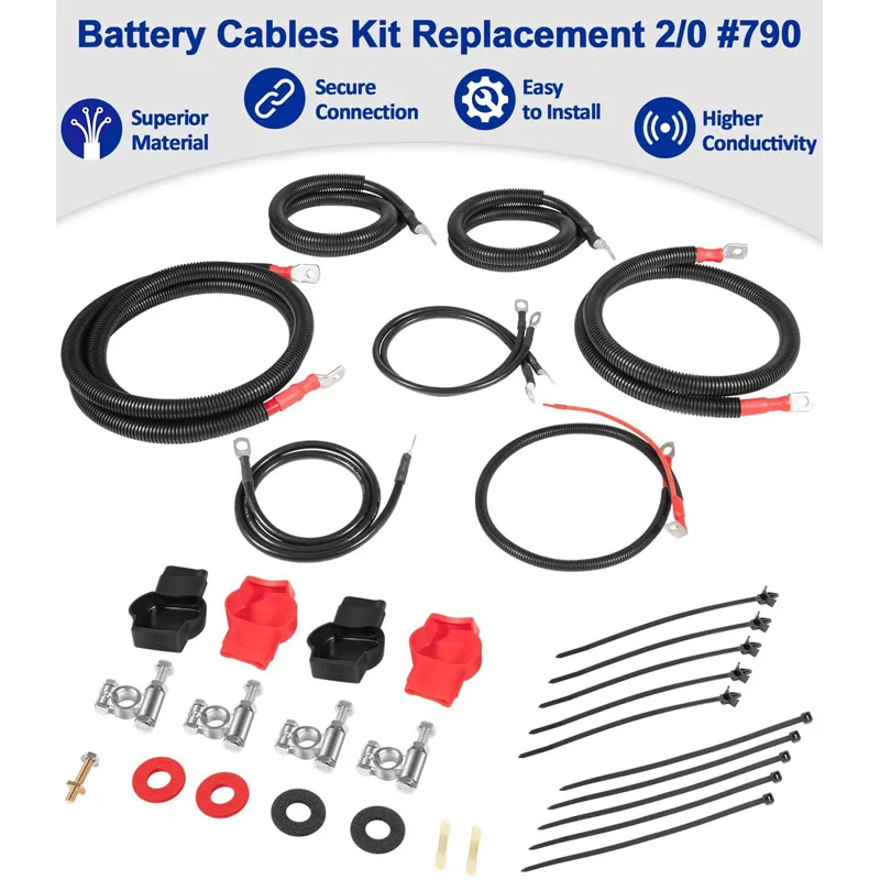 

Battery Cables Kit Replacement Compatible with Dodge RAM Truck Gen 3 2003-2007 5.9L 24 valve Cummins Diesel Straight starter lug