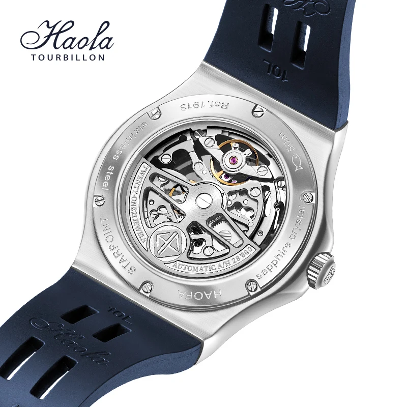 Haofa watches for men fully automatic mechanical movement men wristwatch skeleton stainless steel case business waterwoof 1913-2