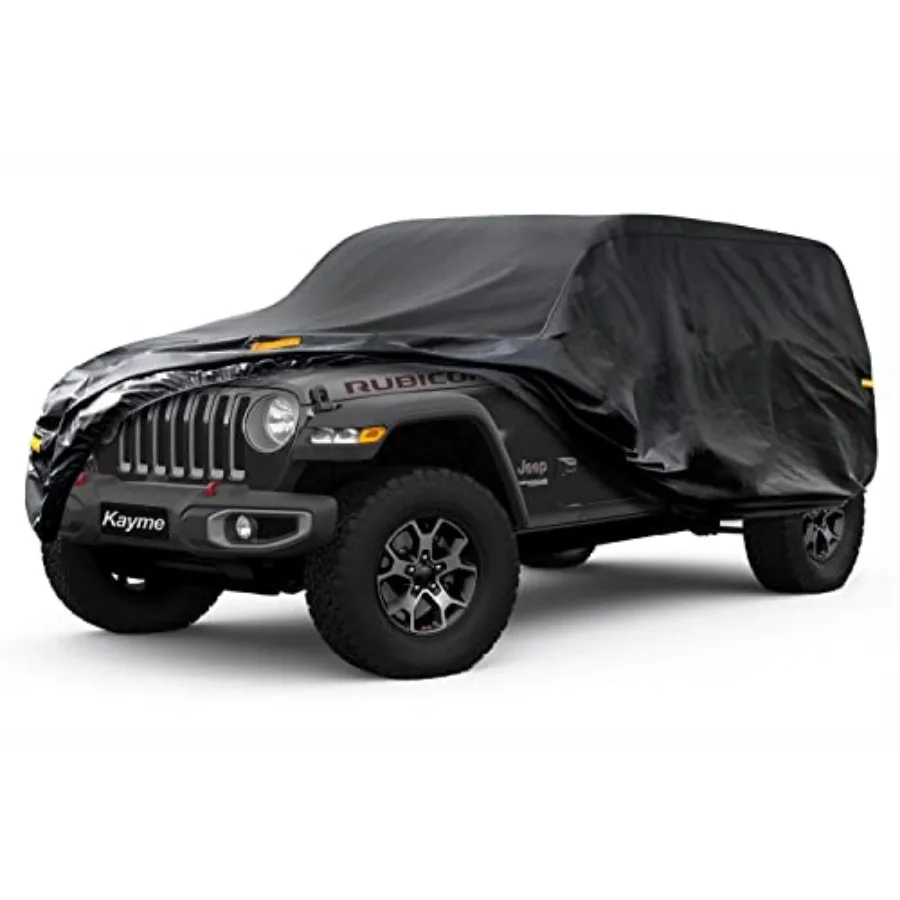 

7 Layers Car Cover Custom Fit for Jeep Wrangler 4 Dr/Unlimited 4 Door JK JL, Waterproof All Weather for Automobiles, Outdoor Fu