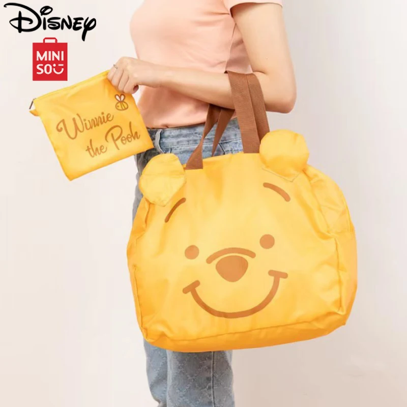 MINISO Disney Lotso Travel Organizer Bag Kawaii PoohBear Waterproof Clothes Storage Bags Cartoon Alien Large Capacity Handbag