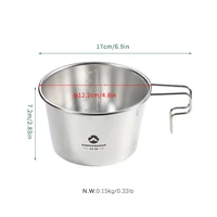 CAMPINGMOON S369 Portable folding handle camping bowl stainless steel food bowl 600 ml outdoor bowling set with handle