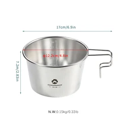 CAMPINGMOON S369 Portable folding handle camping bowl stainless steel food bowl 600 ml outdoor bowling set with handle